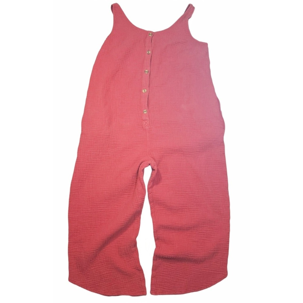Isabel by Ingrid & Isabel Women's Red‎ Button-Front Gauze Jumpsuit - Size L